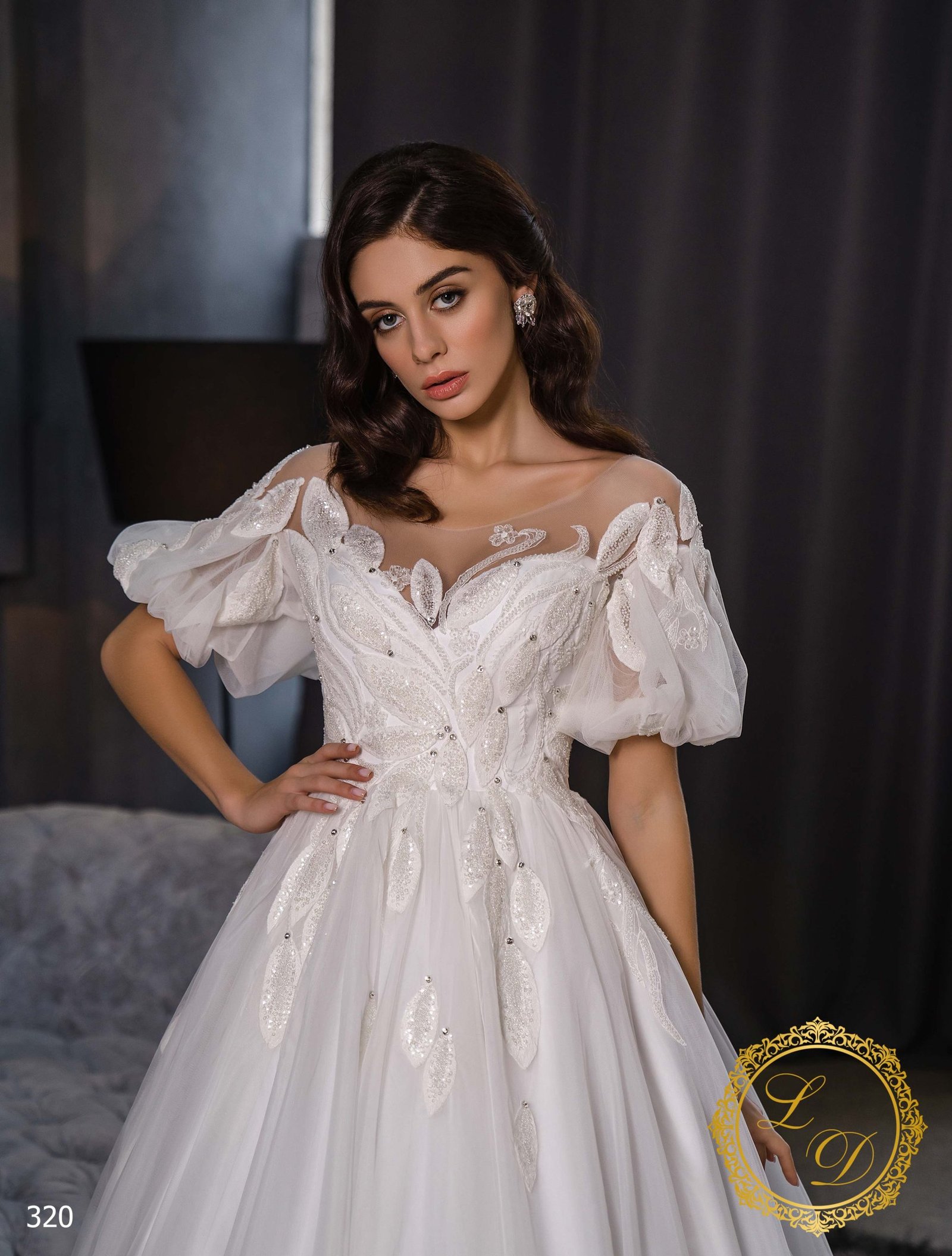GRMTCOLT® Romantique Organza Robe De Mariée Avec Manches Bouffantes
