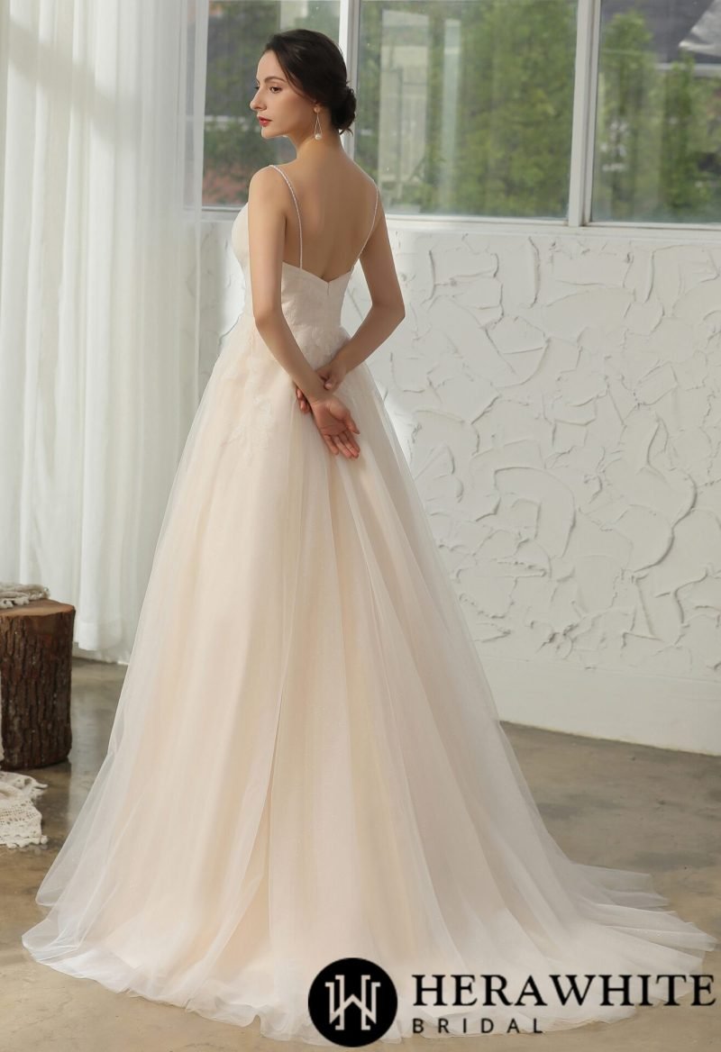 Robe De Mariée ZODICK Dentelle A-Line | Tulle Princesse Dos Nu Col En V - Sur Mesure Disponible