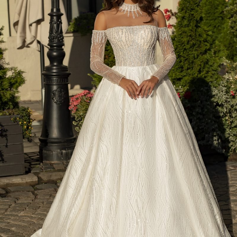 Robe de Mariée  <br> Chic Col Bardot - Alix